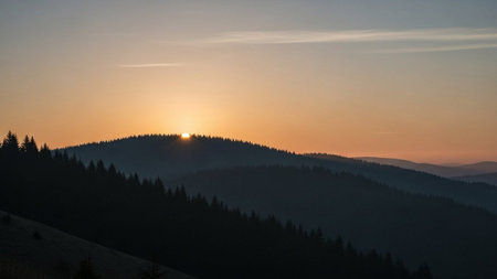 Beautiful sunset in the mountains. Carpathians, Ukraine.の素材