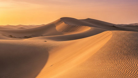 Sand dunes in the Sahara desert in Morocco at sunset. Africaの素材