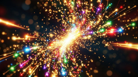 3D illustration of abstract fractal background for creative design looks like fireworksの素材