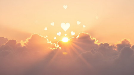 Heart in the sky at sunset, valentine's day backgroundの素材