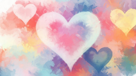 Watercolor hearts. Romantic background for your design. Vector illustration.の素材