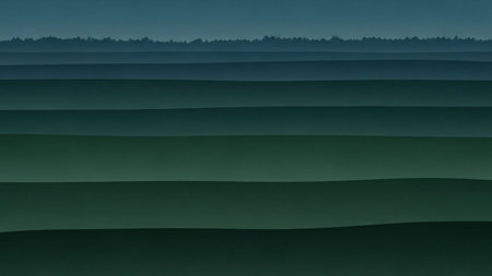 abstract background of wavy lines in green tones with forest and skyの素材