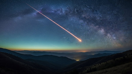 Night sky with stars and milky way. Long exposure photograph.の素材