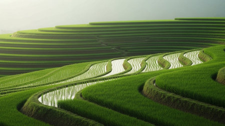 Terraced rice fields in Yuanyang, Yunnan, Chinaの素材