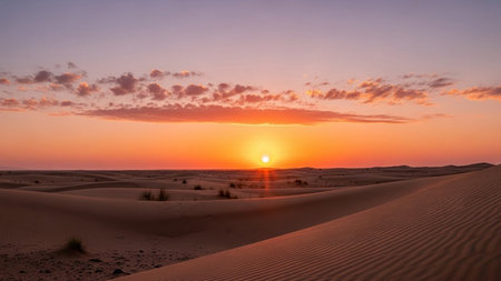 Sunset over the Sahara desert in Merzouga, Moroccoの素材