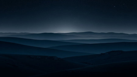 Night landscape with starry sky and hills. 3d rendering.の素材