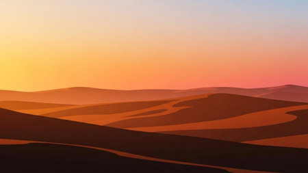 Sunset over the dunes in the desert. 3d renderingの素材