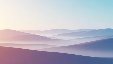 Desert landscape with sand dunes at sunset. 3d illustrationの素材