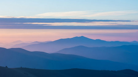 Mountain landscape at sunset. Carpathian, Ukraine, Europe.の素材