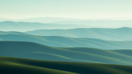 Landscape of the rolling hills of Tuscany, Italy.の素材