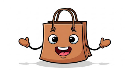 Shopping Bag Cartoon Mascot Character Showing Thumbs Upの素材