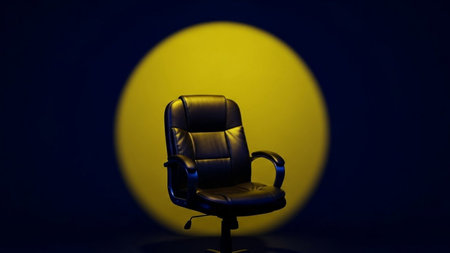 Silhouette of an office chair against the background of the flag of Palauの素材