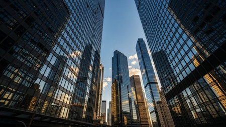 Modern skyscrapers in the financial district of Moscow, Russia.の素材