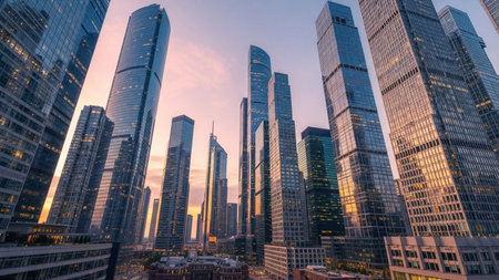 Skyscrapers of the International Business Center (City), Moscow, Russiaの素材