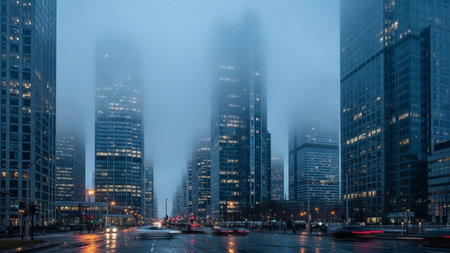 Panoramic view of skyscrapers in Chicago, Illinois.の素材