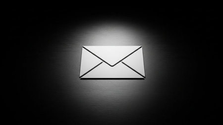 Envelope on a black background. 3d rendering. Computer digital drawing.の素材