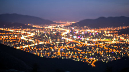 Bokeh of cityscape at night, Chiang Mai, Thailandの素材