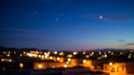 Abstract bokeh background of the night city. Defocused background.の素材
