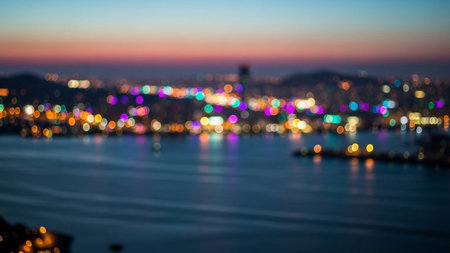 Abstract blur seaside cityscape bokeh background,abstract backgroundの素材