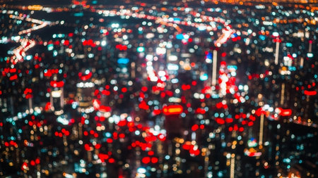 Abstract circular bokeh background of Hong Kong city at night.の素材