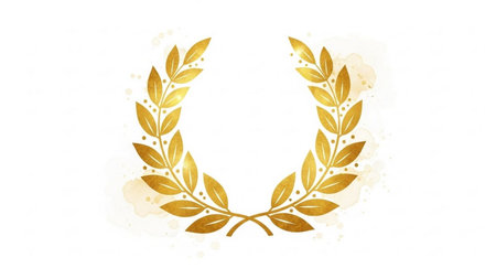 Gold laurel wreath on a white background. Vector illustration.の素材