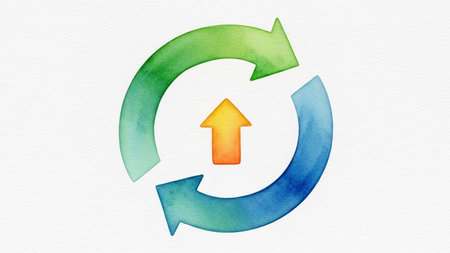 Watercolor recycling symbol on white paper background. Recycling conceptの素材