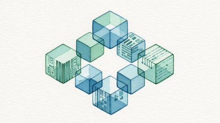 3d illustration of hexagons in the form of a cube on white backgroundの素材