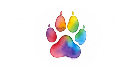 Paw Prints isolated on white background. Watercolor hand drawn illustration.の素材