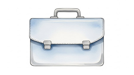 Blue briefcase on a white background. 3D rendering. Computer digital drawing.の素材