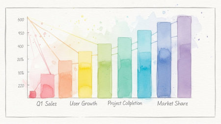 Watercolor illustration of a bar graph. The concept of financial growth.の素材