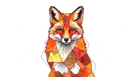 Illustration of a red fox in a polygonal style.の素材