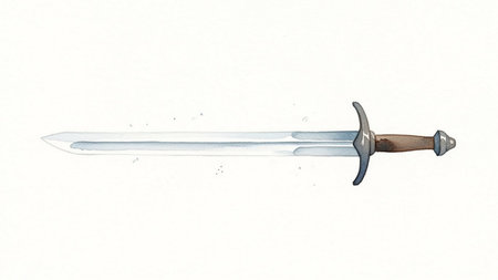 Illustration of a medieval sword on a white background. Digital painting.の素材