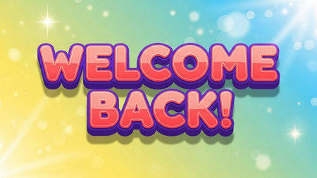 Welcome back banner. Vector illustration. Welcome back text on colorful background.の素材