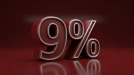 90 percent off 3d letters on red background with reflection - 3d renderingの素材