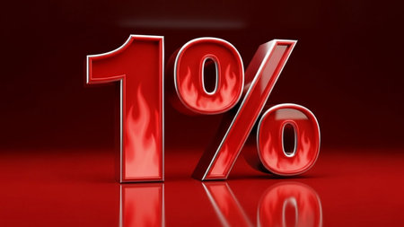 Red 10 percent on a red background. 10 percent. 3d illustrationの素材