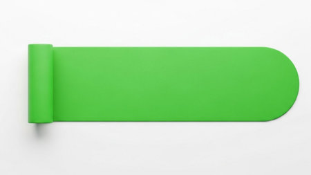 Blank green banner isolated on white background. 3d rendering.の素材