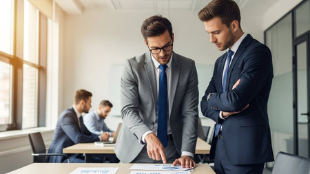 Business people working together in modern office. Business people discussing business plan.の素材