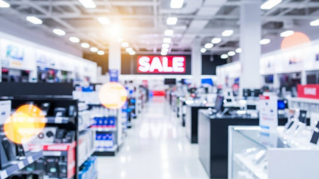 Abstract blur and defocused shopping mall of department store interior for backgroundの素材