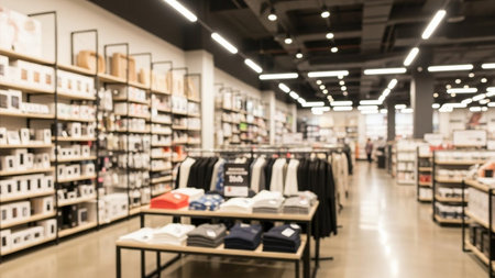 Blurred image of shopping mall and bokeh for background usage.の素材