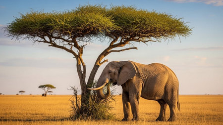 African elephant in Serengeti National Park, Tanzania, Africaの素材