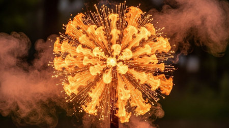 Fireworks light up the sky with dazzling display. Fireworks are a celebration of Chinese New Year.の素材