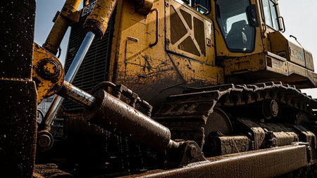 Detail of a heavy duty construction equipment, bulldozer, excavatorの素材