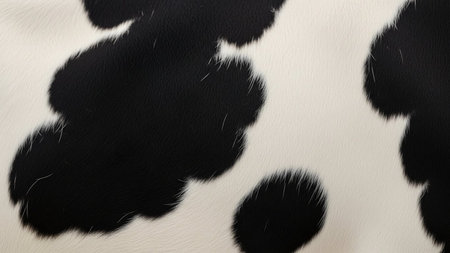 Detail of a black and white cow's skin with spots.の素材
