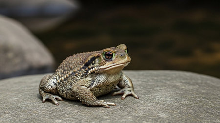 Common toad sitting on a rock in Maryland during the Spring and Summerの素材