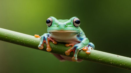 Red-eyed tree frog (Agalychnis callidryas) on a branchの素材