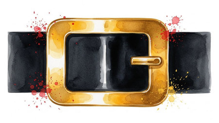 Watercolor hand drawn illustration of a belt with blood splashes.の素材