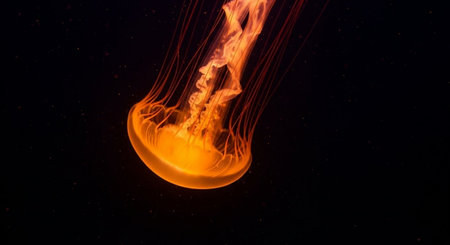 Jellyfish in the water on a black background close-upの素材
