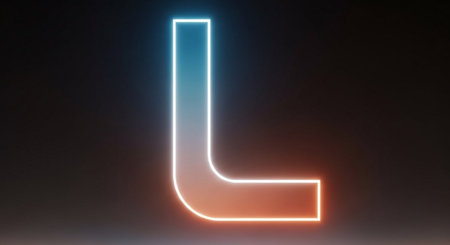 Neon letter L on a dark background. 3D Renderingの素材