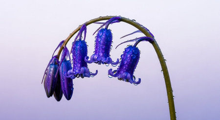 Bluebells isolated on white background. Shallow depth of field.の素材