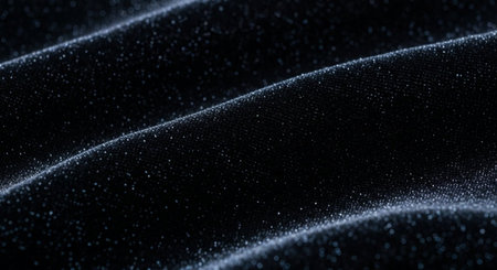 close up of black fabric texture background with glitter and bokehの素材
